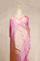 Baby Pink Banarasi Saree with Pichwai Aghanya Motifs