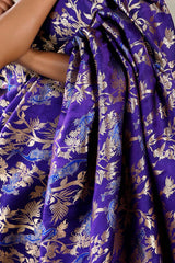 Purple Banarasi Satin Silk Saree with Mayur Motifs