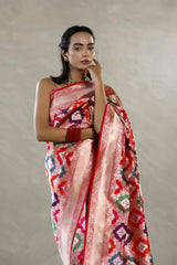 Red Rangkat Banarasi Katan Silk Saree with Multi-color Motifs