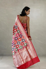 Red Rangkat Banarasi Katan Silk Saree with Multi-color Motifs