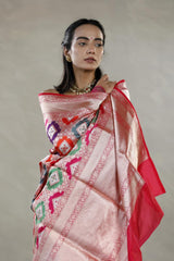 Red Rangkat Banarasi Katan Silk Saree with Multi-color Motifs