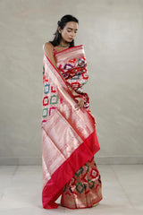 Red Rangkat Banarasi Katan Silk Saree with Multi-color Motifs