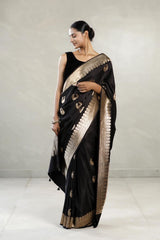 black saree, Banarasi Silk Saree, Banarasi saree, pure silk saree, wedding saree, party wear saree