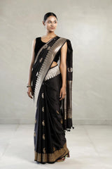 Black Banarasi Silk Saree design for wedding reception and parties
