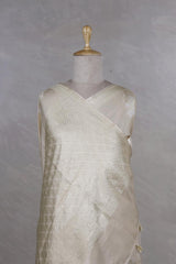 Off White Banarasi Silk Saree with Floral Motifs