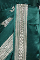 Bottle Green Banarasi Satin Silk Saree with Jaguar Motifs