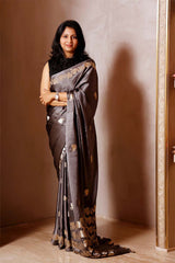 Grey Handloom Gajji Silk Banarasi Saree