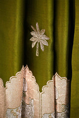 Olive Green Banarasi Silk Saree with Pichwai Work
