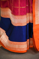 Reddish Pink Handloom Katan Silk Saree with Zari Pattu Border