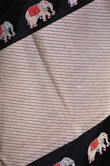 Black Handloom Banarasi Silk Saree with Elephant Motifs