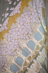 Grey Kadhwa Handloom Katan Silk Banarasi Saree with Meenakari Border