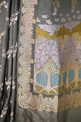 Grey Kadhwa Handloom Katan Silk Banarasi Saree with Meenakari Border