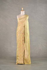 Mustard Yellow Handloom Satin Silk Saree with Pakshi Motif