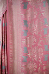 Pink Katan Silk Banarasi Saree with Floral Pichwai Jaal