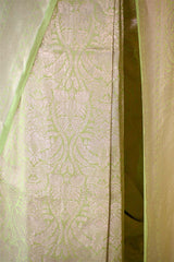 Light Green Brocade Banarasi Silk Saree with Silver Zari Border