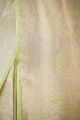 Light Green Brocade Banarasi Silk Saree with Silver Zari Border