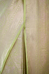 Light Green Brocade Banarasi Silk Saree with Silver Zari Border