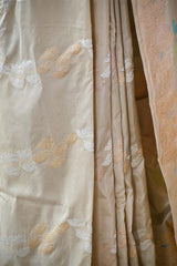 Beige Kadhwa Handloom Katan Silk Banarasi Saree with Meenakari Border