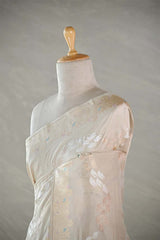 Beige Kadhwa Handloom Katan Silk Banarasi Saree with Meenakari Border