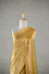Yellow Brocade Banarasi Silk Saree with Gold Zari Border