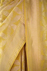 Yellow Brocade Banarasi Silk Saree with Gold Zari Border
