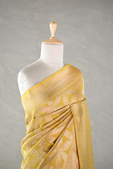 Yellow Brocade Banarasi Silk Saree with Gold Zari Border