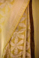 Yellow Brocade Banarasi Silk Saree with Gold Zari Border