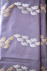 Lilac Kadhwa Handloom Katan Silk Banarasi Saree with Meenakari Border
