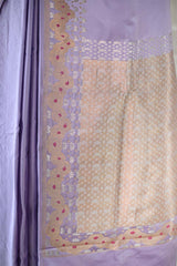 Lilac Handloom Satin Silk Saree with Sona-Rupa Meenakari Border