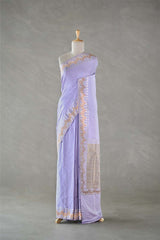 This lilac saree is a wedding saree and festive wear saree. Free Shipping Available!