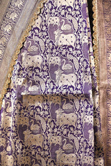 Deep Purple Banarasi Silk Saree With Pichwai Woven Work