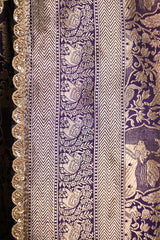 Deep Purple Banarasi Silk Saree With Pichwai Woven Work