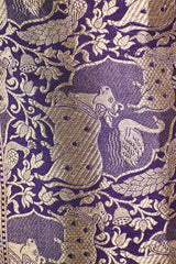 Deep Purple Banarasi Silk Saree With Pichwai Woven Work