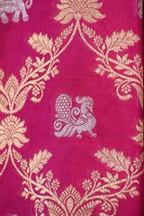 Rani Pink Banarasi Silk Saree with Sona-Rupa Peacock & Gaja Motifs