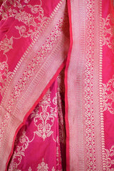 Pink Banarasi Katan Silk Saree with Floral Zari Ornaments