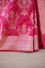 Pink Banarasi Katan Silk Saree with Floral Zari Ornaments