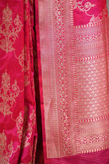 Pink Banarasi Katan Silk Saree with Floral Zari Ornaments