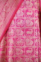 Pink Banarasi Katan Silk Saree with Shikargah Woven Work