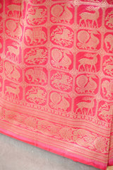 Pink Banarasi Katan Silk Saree with Shikargah Woven Work