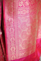 Pink Banarasi Katan Silk Saree with Shikargah Woven Work