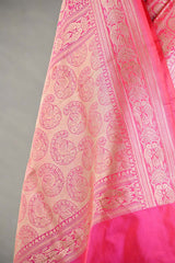 Pink Banarasi Katan Silk Saree with Shikargah Woven Work