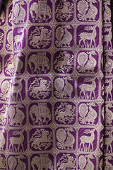 Wine Banarasi Katan Silk Saree with Shikargah Woven Work