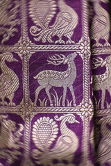 Wine Banarasi Katan Silk Saree with Shikargah Woven Work