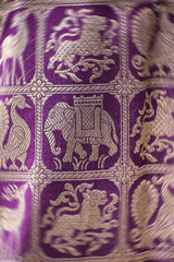 Wine Banarasi Katan Silk Saree with Shikargah Woven Work