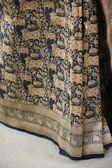 Black Banarasi Silk Saree With Pichwai Woven Work
