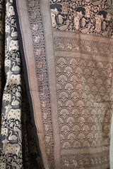 Black Banarasi Silk Saree With Pichwai Woven Work