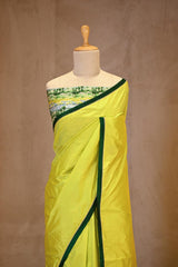 Lime Yellow Banarasi Silk Saree With Chiniya Silk Blouse