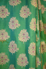 Aqua Green Banarasi Katan Silk Saree with Floral Meenakari Motifs