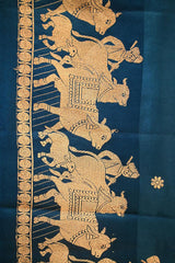 Blue Banarasi Satin Silk Saree with Pichwai Border