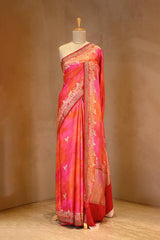 A Pink Banarasi silk saree for dummy